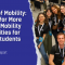 The visual shows on the left the title: “Barriers of Mobility: the Need for More Inclusive Mobility Opportunities for Non-EU Students“ and the subtitle: “New ESN Türkiye Report “. On the right side there is a picture of ESN Turkey volunteers 